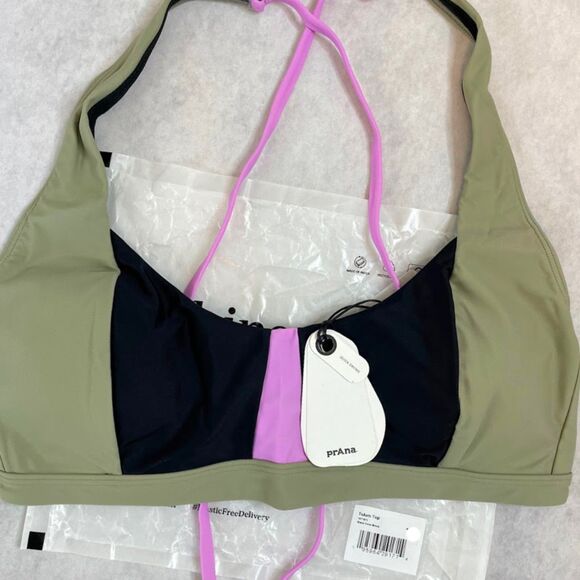 prAna Bikini Top Sporty Colorblock Moderate Support Beach Swimwear Womens Size S - Picture 1 of 13